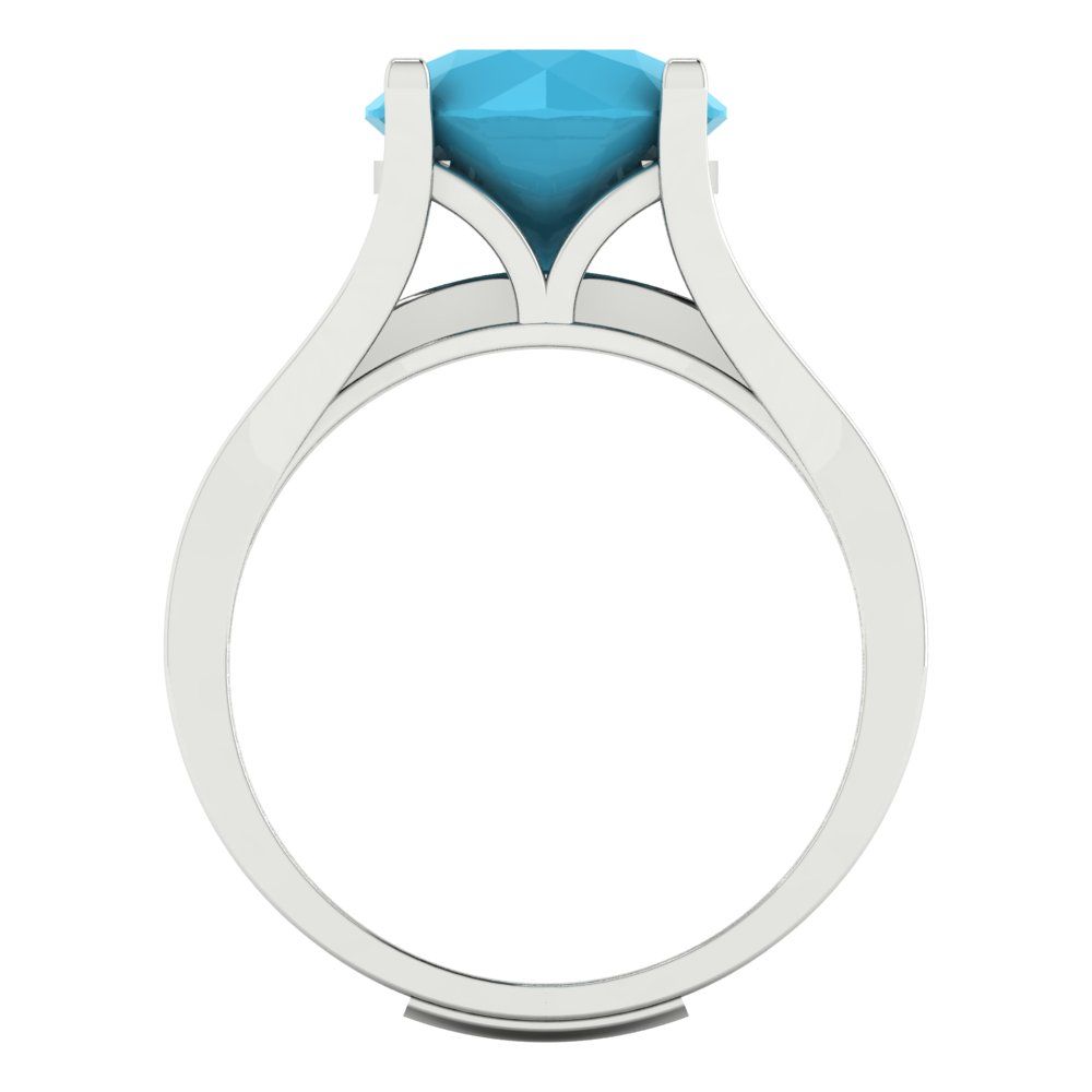 3.39 cttw Round Cut Simulated Turquoise Bridal Set - Solid White Gold Engagement Ring & Wedding Band