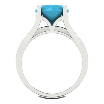 3.39 cttw Round Cut Simulated Turquoise Bridal Set - Solid White Gold Engagement Ring & Wedding Band