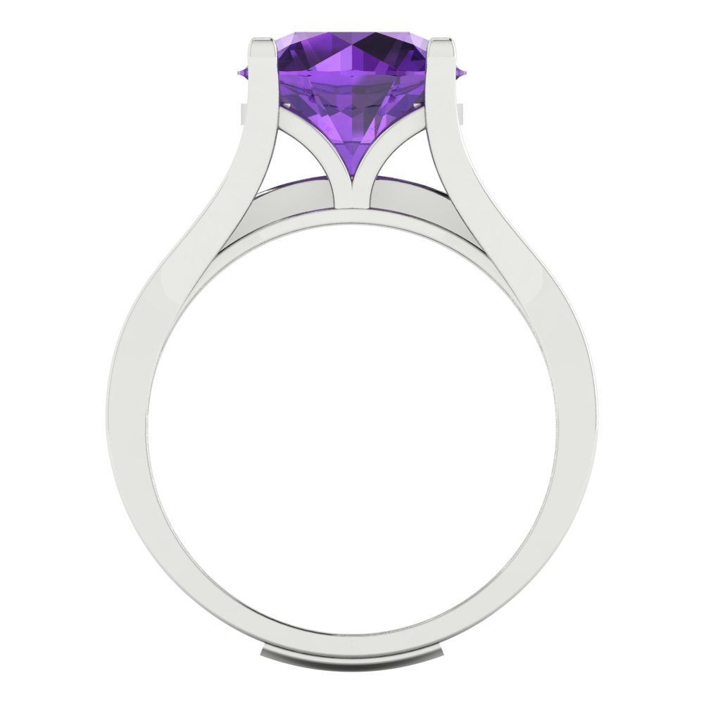 3.39 cttw Round Cut Natural Amethyst Bridal Set - Solid White Gold Engagement Ring & Wedding Band