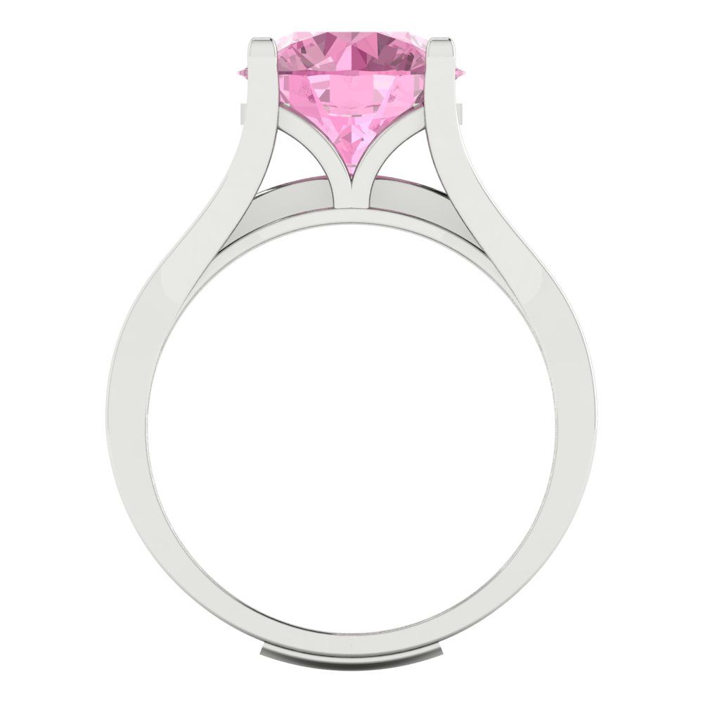 3.39 cttw Round Cut Simulated Pink Diamond Bridal Set - Solid White Gold Engagement Ring & Wedding Band