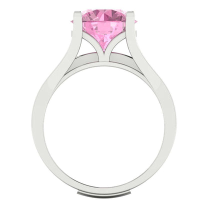 3.39 cttw Round Cut Simulated Pink Diamond Bridal Set - Solid White Gold Engagement Ring & Wedding Band