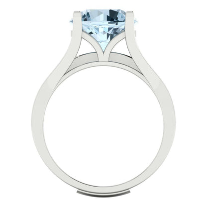 3.39 cttw Round Cut Simulated Blue Diamond Bridal Set - Solid White Gold Engagement Ring & Wedding Band