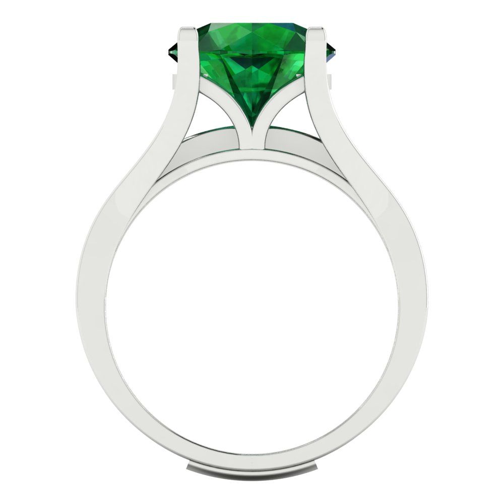 3.39 cttw Round Cut Simulated Emerald Bridal Set - Solid White Gold Engagement Ring & Wedding Band