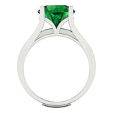 3.39 ct Brilliant Round Cut Simulated Emerald Stone White Gold Solitaire with Accents Bridal Set