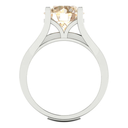 3.39 cttw Round Cut Natural Morganite Bridal Set - Solid White Gold Engagement Ring & Wedding Band