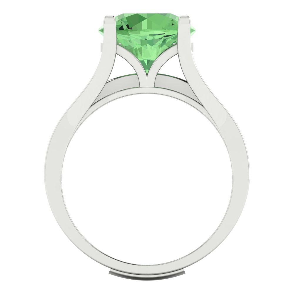 3.39 cttw Round Cut Simulated Green Diamond Bridal Set - Solid White Gold Engagement Ring & Wedding Band