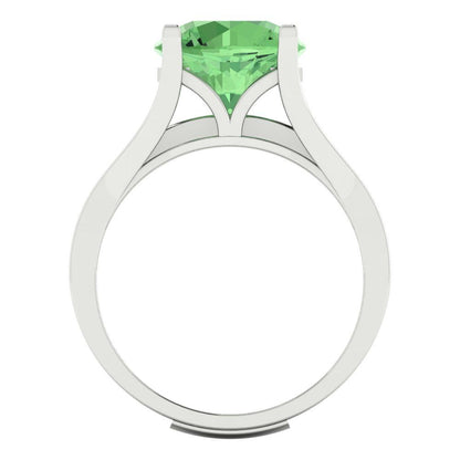 3.39 cttw Round Cut Simulated Green Diamond Bridal Set - Solid White Gold Engagement Ring & Wedding Band