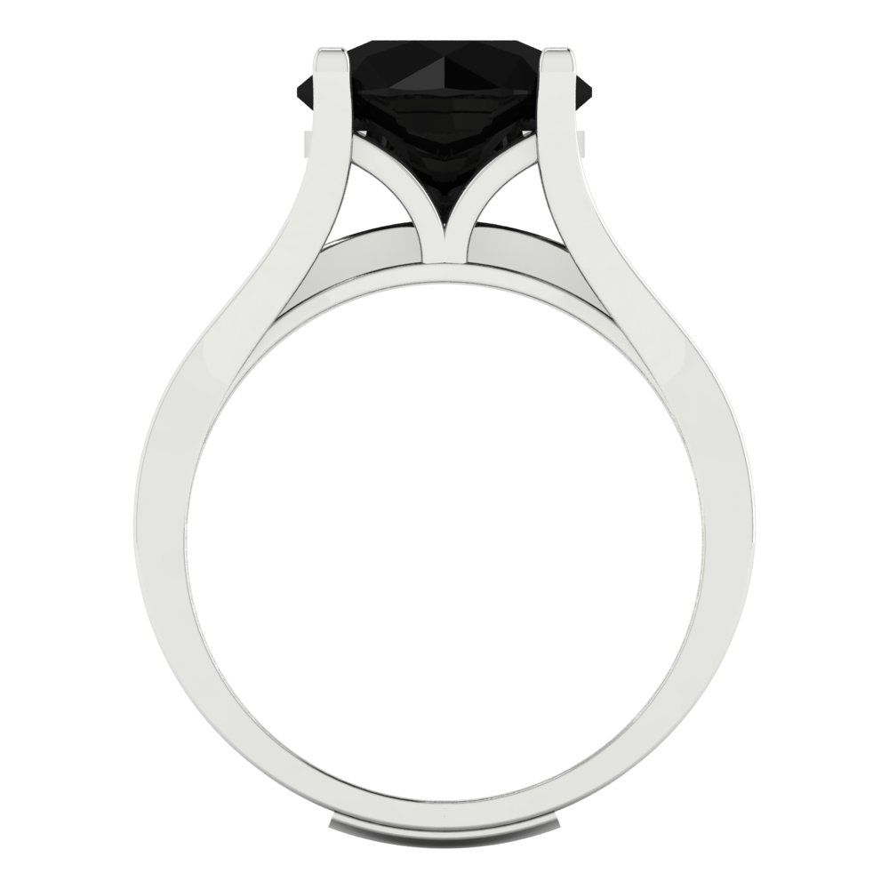 3.39 cttw Round Cut Natural Onyx Bridal Set - Solid White Gold Engagement Ring & Wedding Band