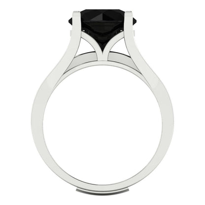 3.39 cttw Round Cut Natural Onyx Bridal Set - Solid White Gold Engagement Ring & Wedding Band