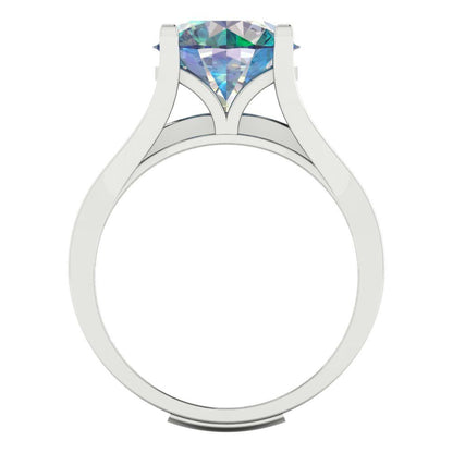 3.39 cttw Round Cut Blue Moissanite Bridal Set - Solid White Gold Engagement Ring & Wedding Band