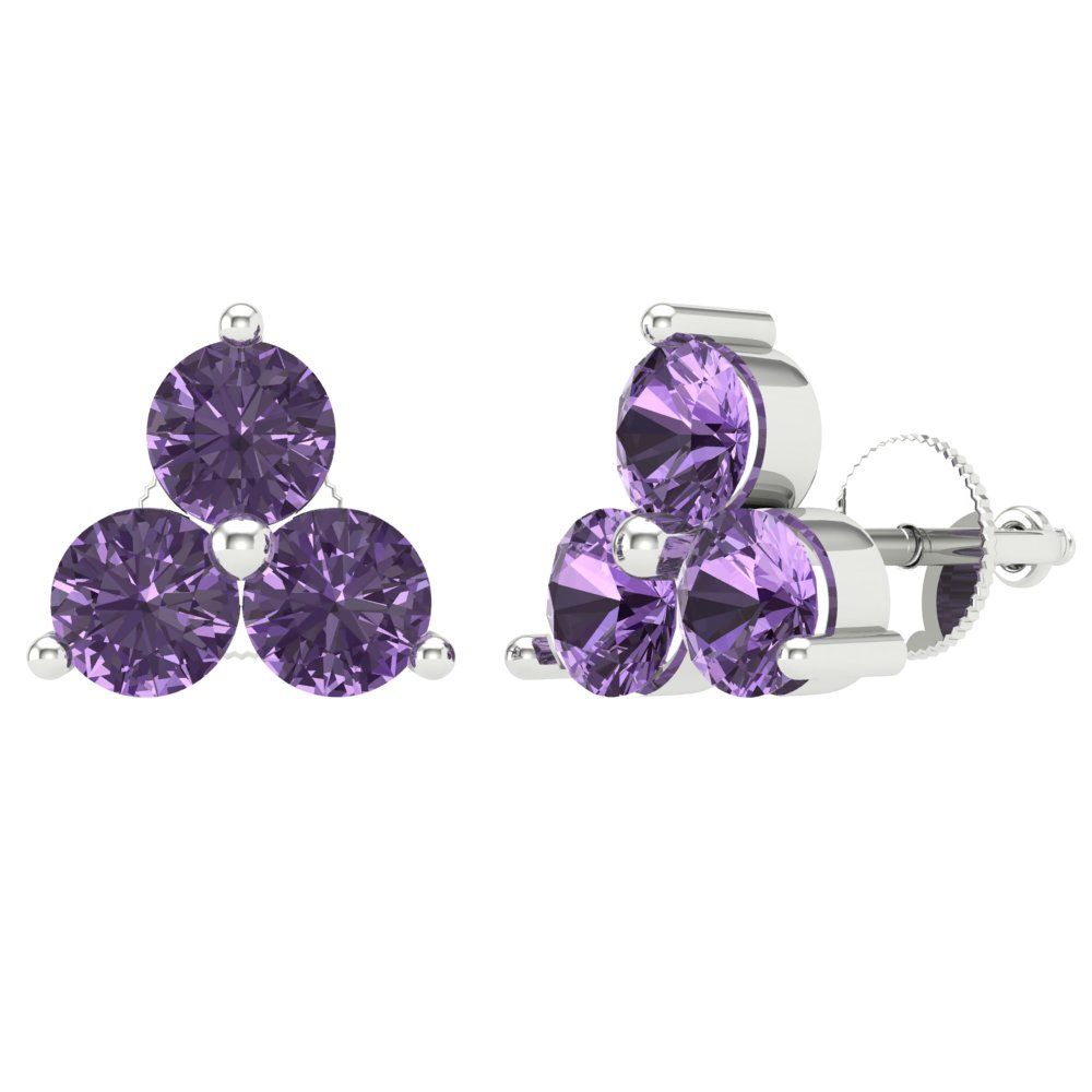 3cttw Alexandrite Gold-Plated 925 Silver Screw Back Stud Earrings