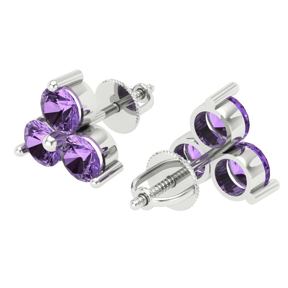 3cttw Alexandrite Gold-Plated 925 Silver Screw Back Stud Earrings