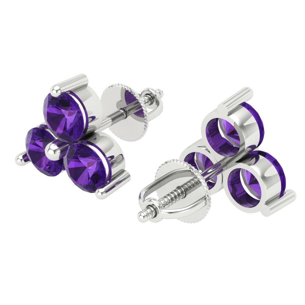 3cttw Amethyst Gold-Plated 925 Silver Screw Back Stud Earrings