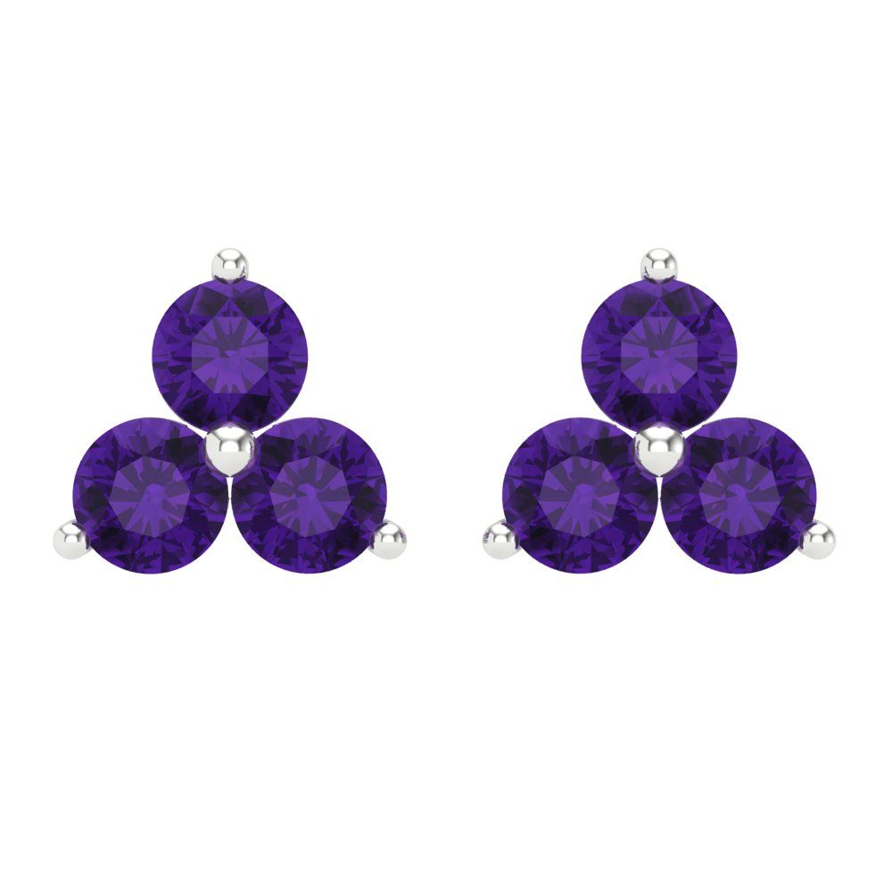 3cttw Amethyst Gold-Plated 925 Silver Screw Back Stud Earrings