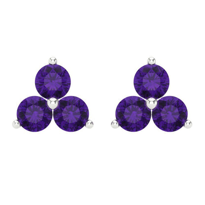 3cttw Amethyst Gold-Plated 925 Silver Screw Back Stud Earrings