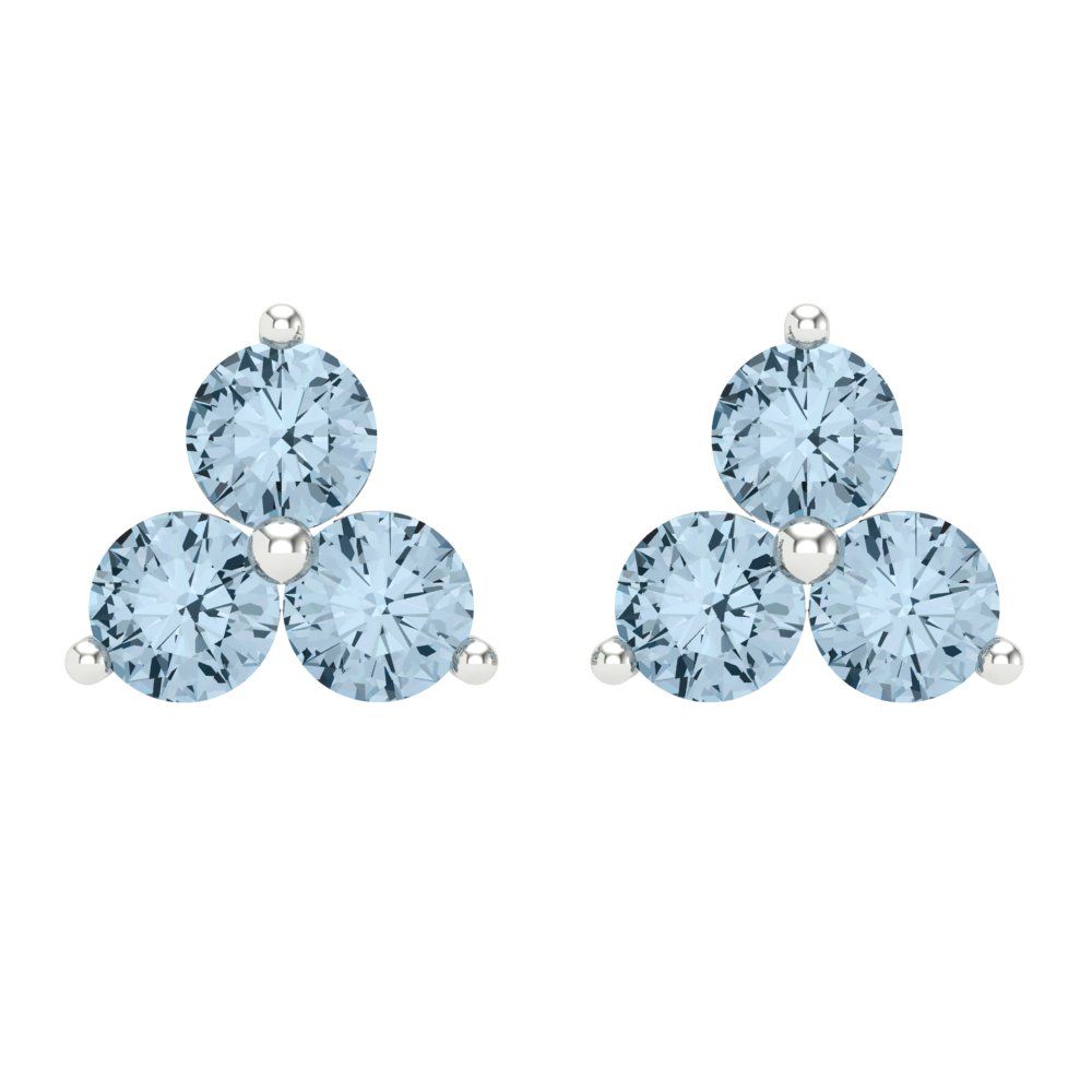 3cttw Aquamarine Gold-Plated 925 Silver Screw Back Stud Earrings