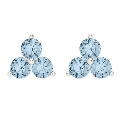 3cttw Aquamarine Gold-Plated 925 Silver Screw Back Stud Earrings
