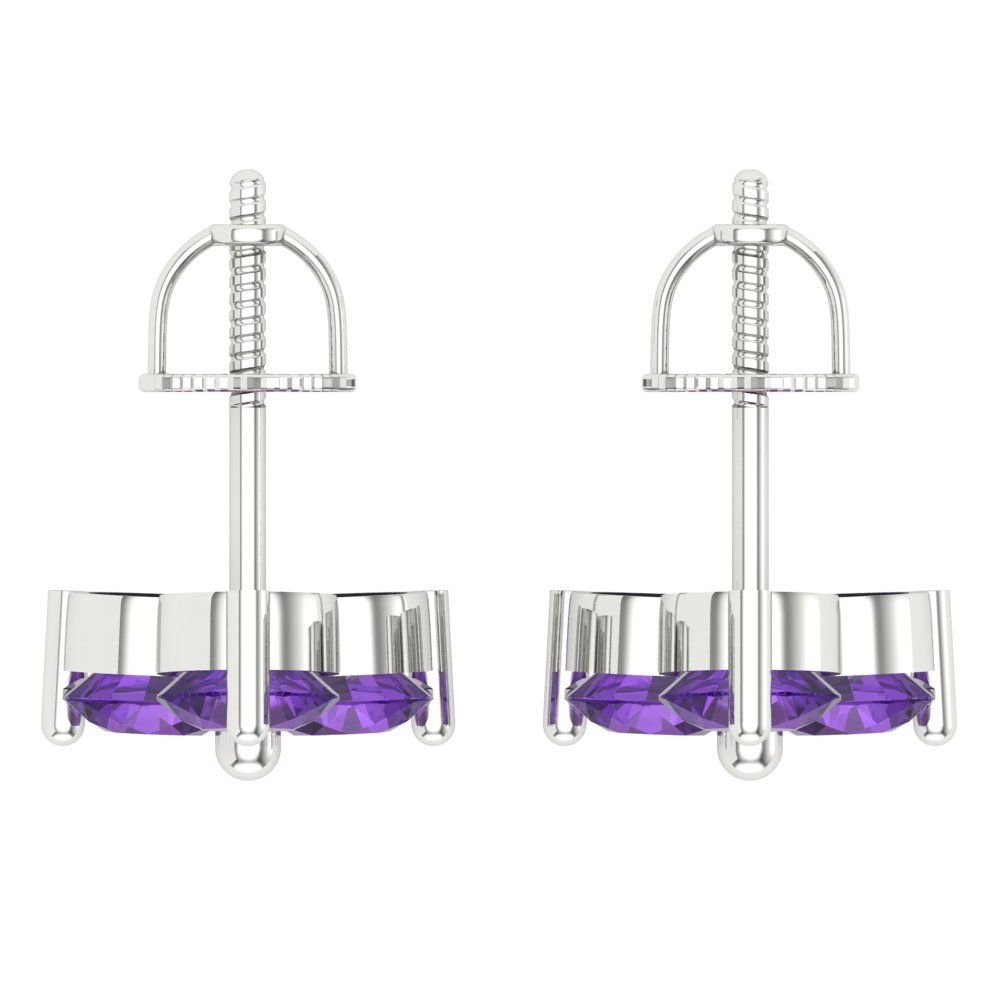 3cttw Amethyst Gold-Plated 925 Silver Screw Back Stud Earrings