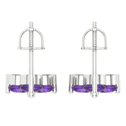 3cttw Amethyst Gold-Plated 925 Silver Screw Back Stud Earrings