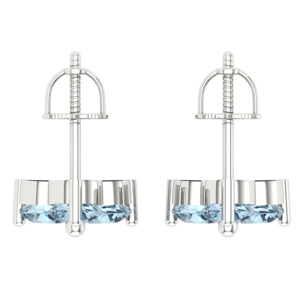 3cttw Aquamarine Gold-Plated 925 Silver Screw Back Stud Earrings