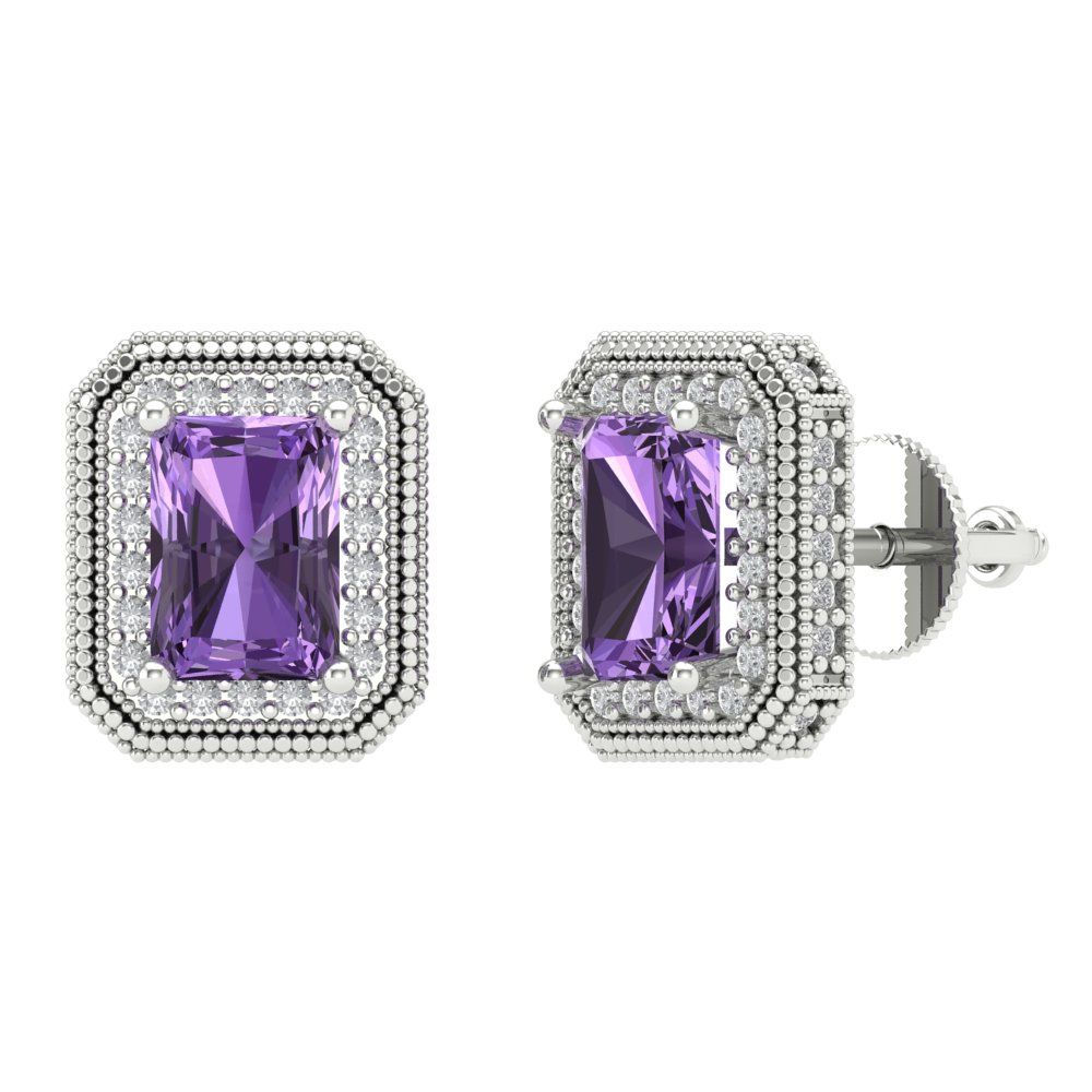 2.44cttw Alexandrite Gold-Plated 925 Silver Screw Back Stud Earrings