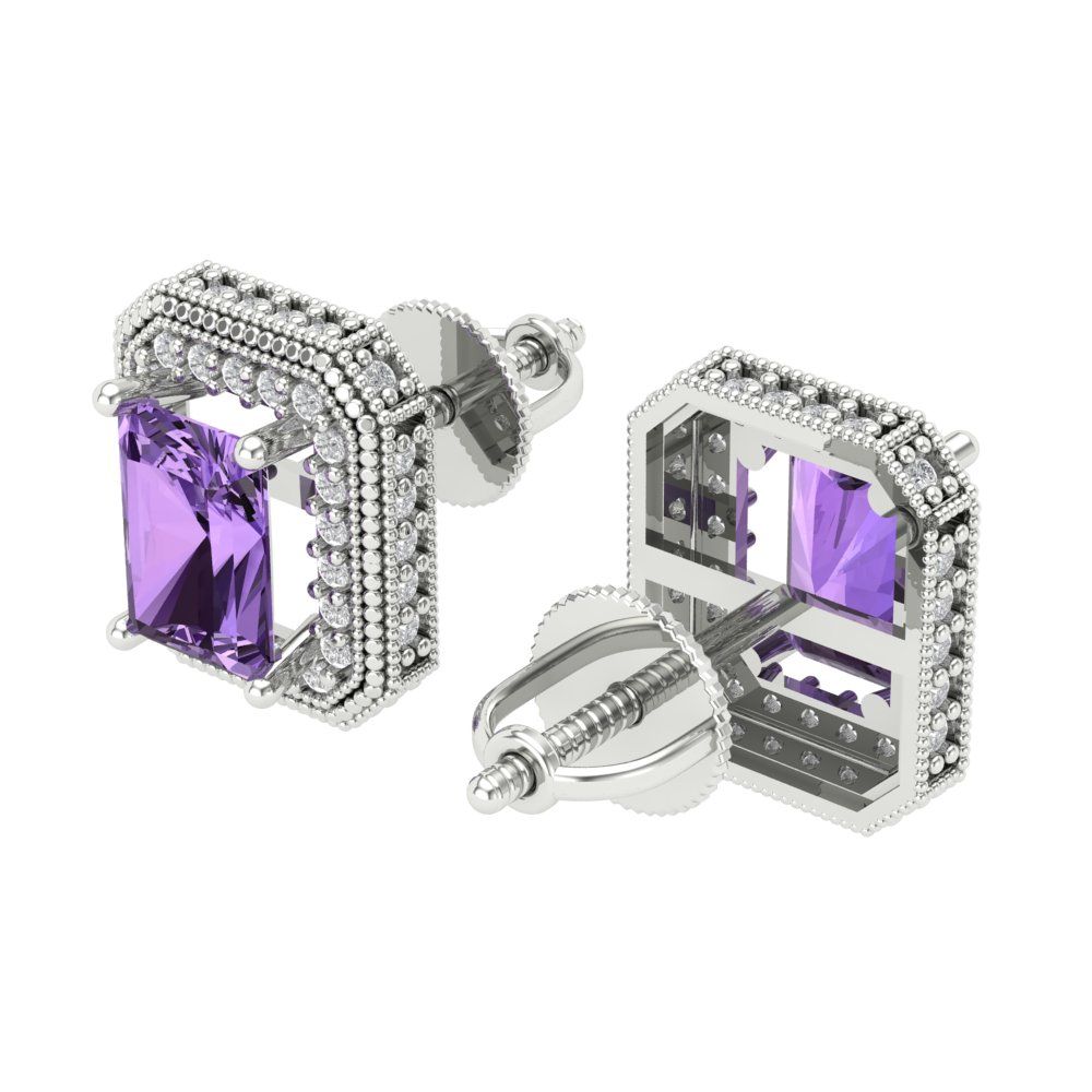 2.44cttw Alexandrite Gold-Plated 925 Silver Screw Back Stud Earrings