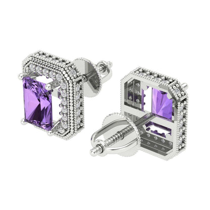 2.44cttw Alexandrite Gold-Plated 925 Silver Screw Back Stud Earrings