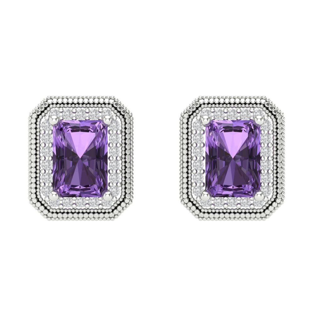2.44cttw Alexandrite Gold-Plated 925 Silver Screw Back Stud Earrings
