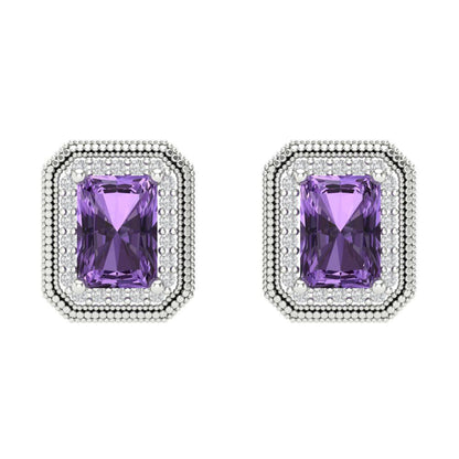 2.44cttw Alexandrite Gold-Plated 925 Silver Screw Back Stud Earrings