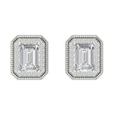 3.46 ct Brilliant Emerald Cut Halo Studs Natural Diamond Stone Clarity SI1-2 Color G-H White Gold Earrings Screw back