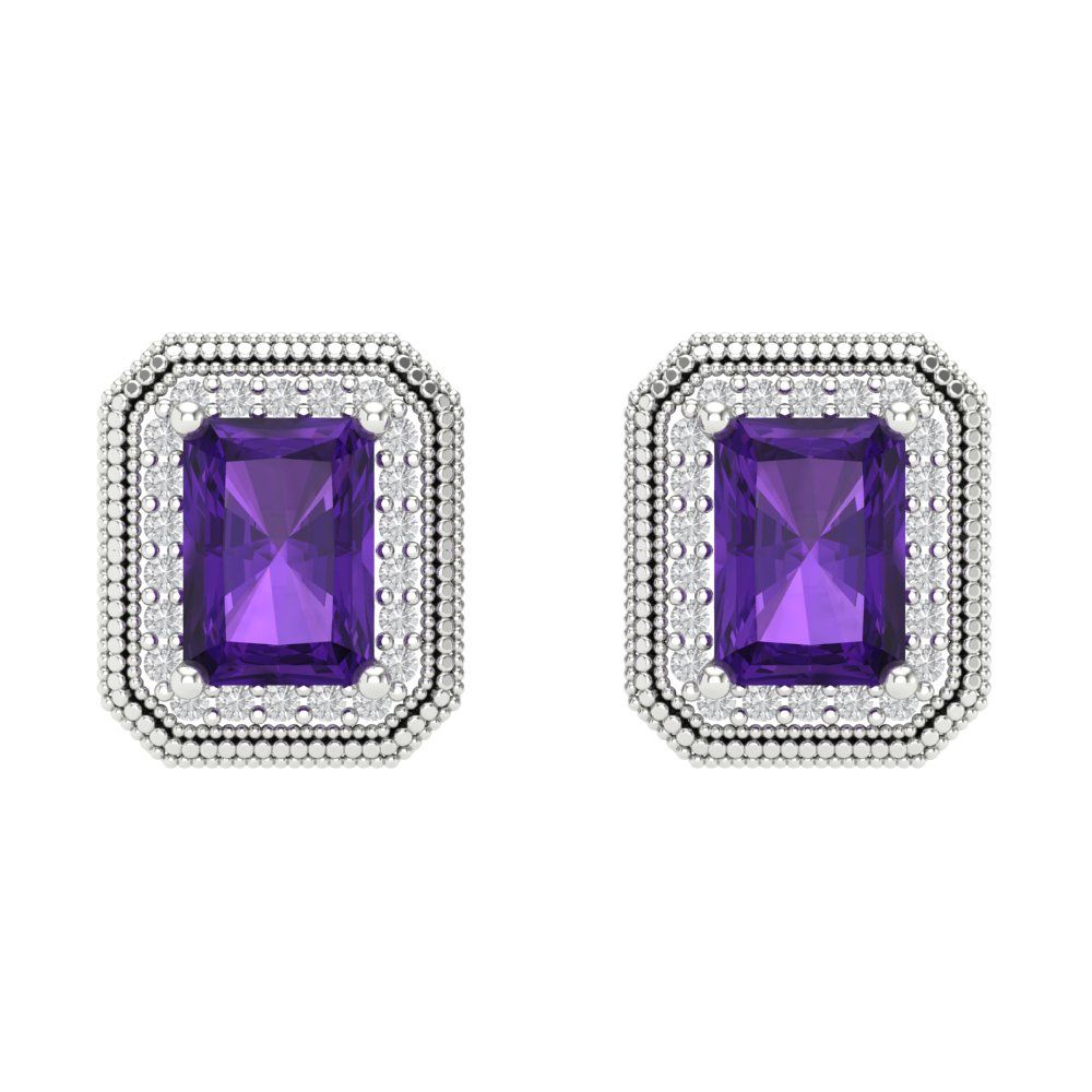 2.44cttw Amethyst Gold-Plated 925 Silver Screw Back Stud Earrings