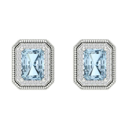 2.44cttw Aquamarine Gold-Plated 925 Silver Screw Back Stud Earrings
