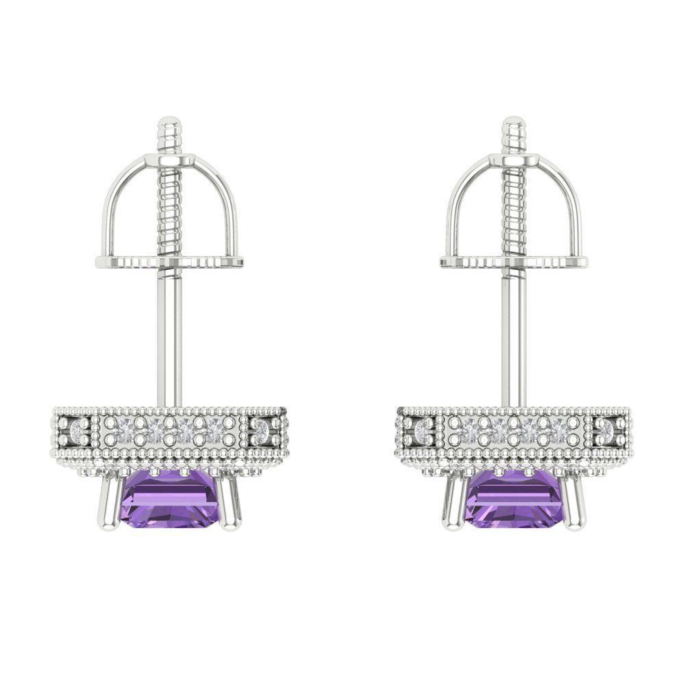 2.44cttw Alexandrite Gold-Plated 925 Silver Screw Back Stud Earrings