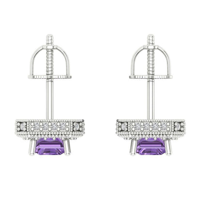2.44cttw Alexandrite Gold-Plated 925 Silver Screw Back Stud Earrings