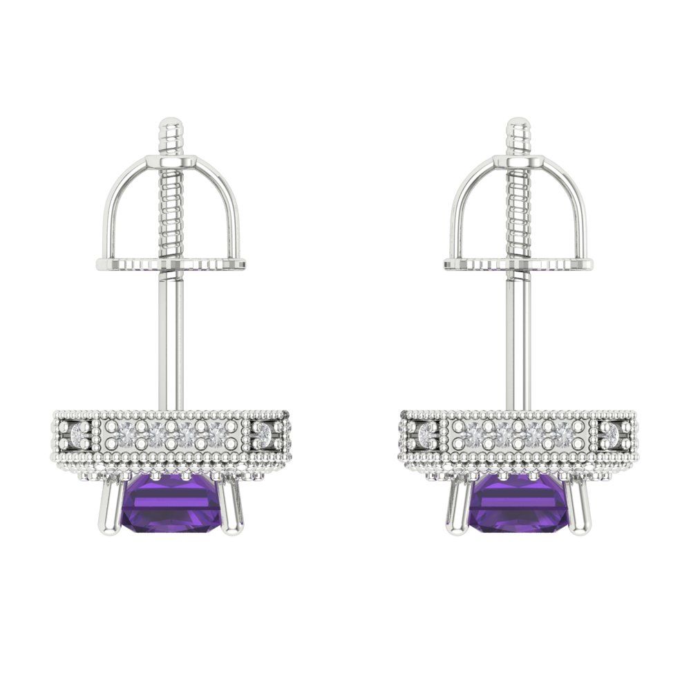 2.44cttw Amethyst Gold-Plated 925 Silver Screw Back Stud Earrings