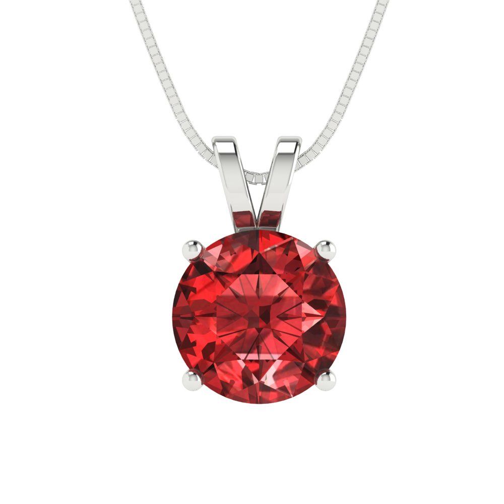 2.5cttw Round Cut Garnet Gold-Plated 925 Silver Pendant and 18" Box-Chain Necklace