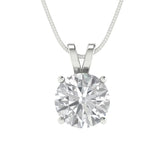 2.5 ct Brilliant Round Cut Solitaire Clear Simulated Diamond Stone White Gold Pendant with 18" Chain