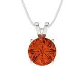 2.5 ct Brilliant Round Cut Solitaire Red Simulated Diamond Stone White Gold Pendant with 18" Chain