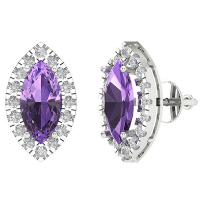 3.8cttw Alexandrite Gold-Plated 925 Silver Screw Back Stud Earrings