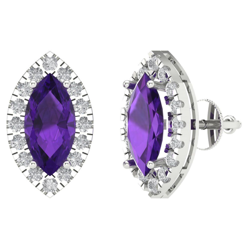 3.8cttw Amethyst Gold-Plated 925 Silver Screw Back Stud Earrings