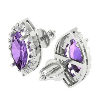 3.8cttw Alexandrite Gold-Plated 925 Silver Screw Back Stud Earrings