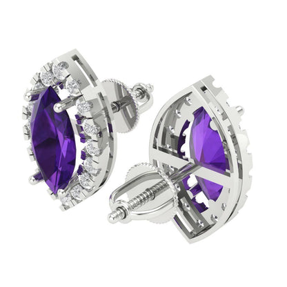 3.8cttw Amethyst Gold-Plated 925 Silver Screw Back Stud Earrings