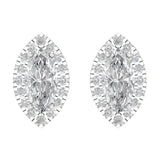 3.64 ct Brilliant Marquise Cut Halo Studs Natural Diamond Stone Clarity SI1-2 Color G-H White Gold Earrings Screw back