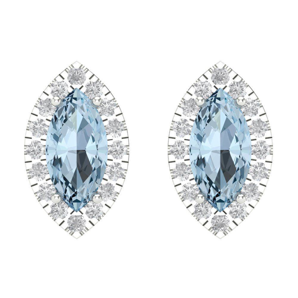 3.8cttw Aquamarine Gold-Plated 925 Silver Screw Back Stud Earrings