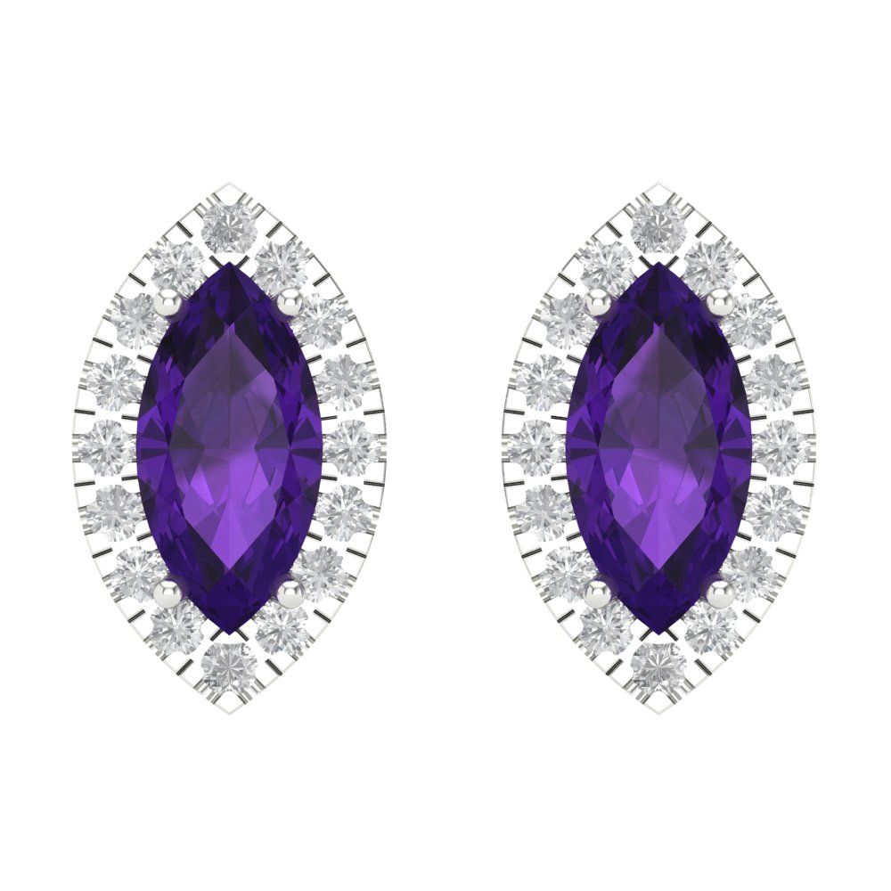3.8cttw Amethyst Gold-Plated 925 Silver Screw Back Stud Earrings