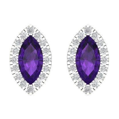 3.8cttw Amethyst Gold-Plated 925 Silver Screw Back Stud Earrings