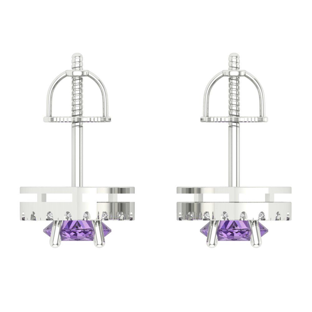 3.8cttw Alexandrite Gold-Plated 925 Silver Screw Back Stud Earrings