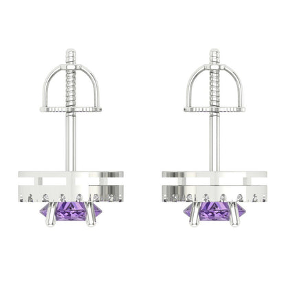 3.8cttw Alexandrite Gold-Plated 925 Silver Screw Back Stud Earrings