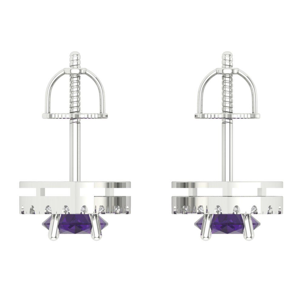 3.8cttw Amethyst Gold-Plated 925 Silver Screw Back Stud Earrings