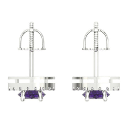 3.8cttw Amethyst Gold-Plated 925 Silver Screw Back Stud Earrings